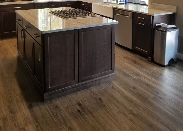 Hardwood staircase and railing.