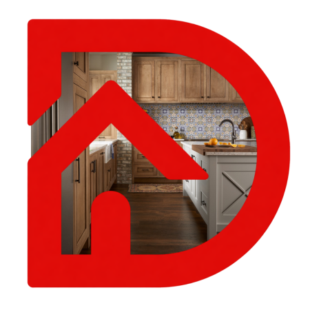 Kitchen with two tone white and grey cabinets