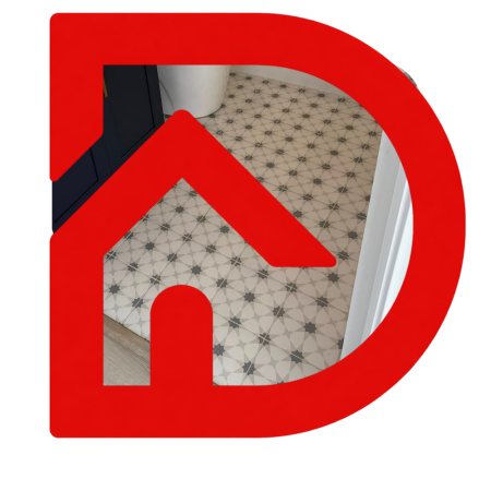 Kitchen with two tone white and grey cabinets